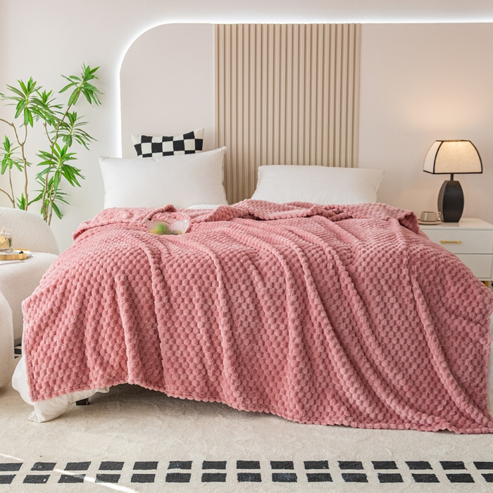 91家纺网 家纺一手货源 找家纺 卡琪曼 2025新款高克重金龟绒牛奶绒毛毯毯子 西瓜红