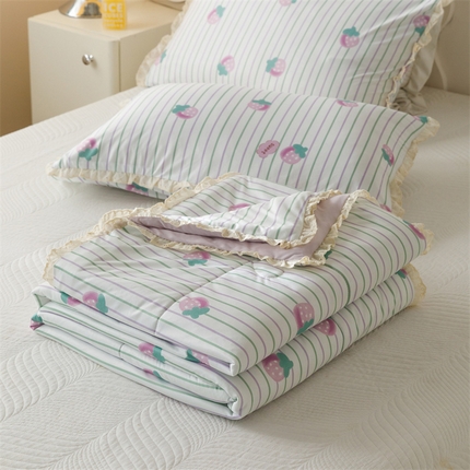 有货 2024新款春夏新款法式针织棉印花夏被春秋被 甜草莓