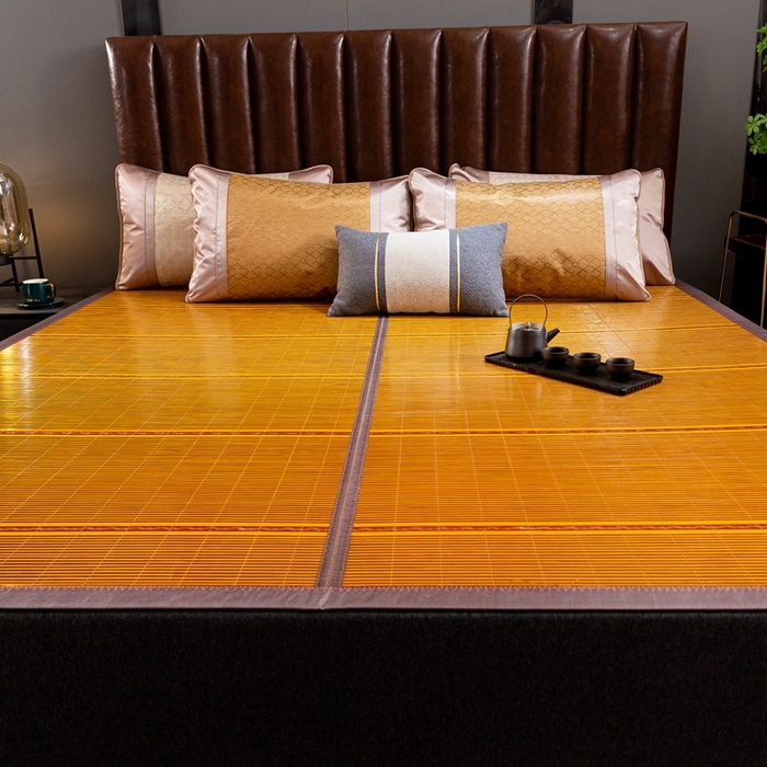 91家纺网 家纺一手货源 找家纺 丹兰 2025新品竹席冰藤凉席折叠双面藤席子夏季草席单人冰丝席 木纹金砖