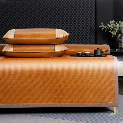 91家纺网 家纺一手货源 找家纺 丹兰 2025新款凉感丝冰藤席双面夏季竹席两用冰丝软席折叠宿舍双人草席子 印尼红双面藤席