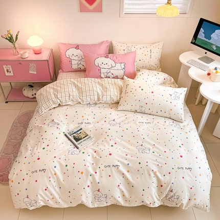 91家纺网 家纺一手货源 找家纺 （总）顾里家纺 2024新款40支13372韩风萌趣治愈全棉数码大版喷气印花四件套