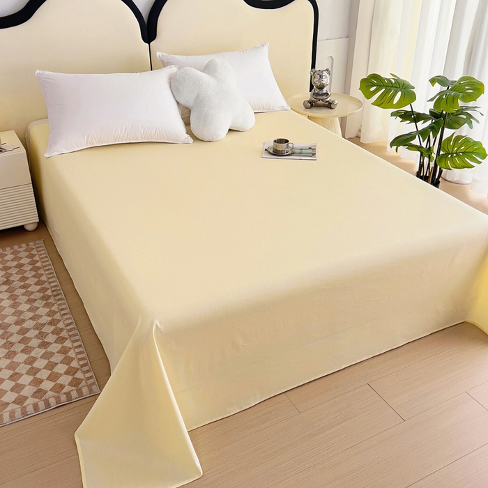 91家纺网 家纺一手货源 找家纺 情煊家纺 2024新款全棉斜纹直角床单系列-纯色款 奶白