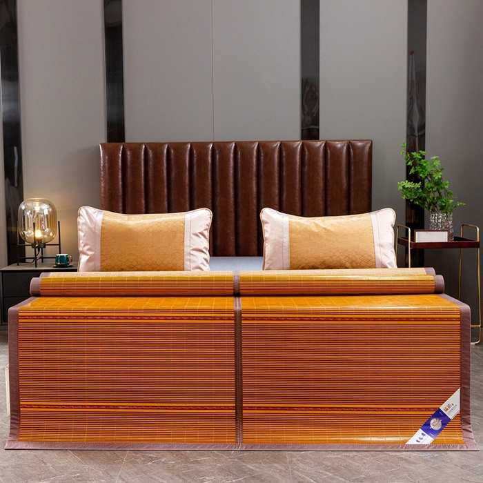 91家纺网 家纺一手货源 找家纺 丹兰 2025新品竹席冰藤凉席折叠双面藤席子夏季草席单人冰丝席 木纹金砖