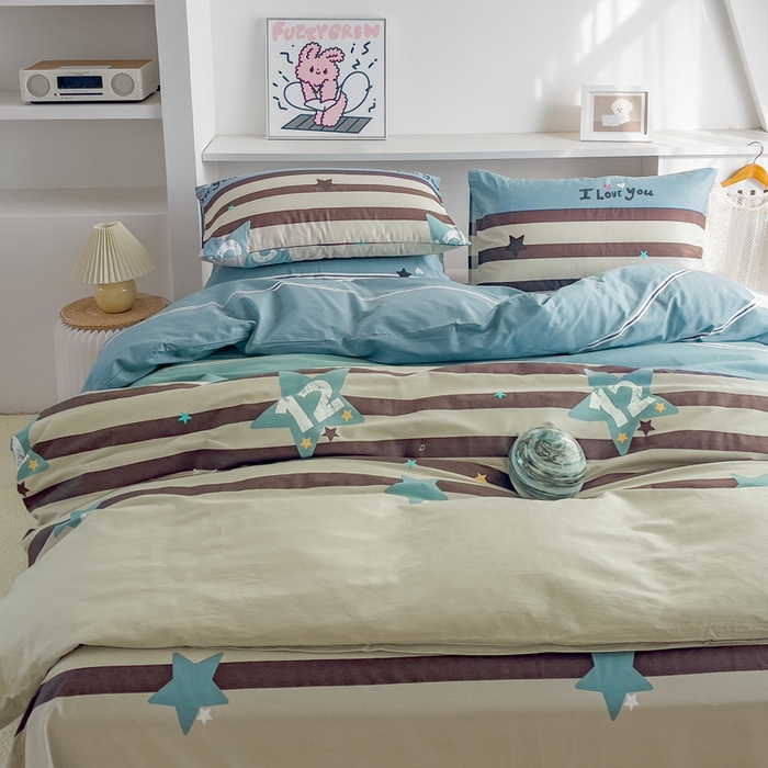 91家纺网 家纺一手货源 找家纺 金泰莱 2025新款全棉四件套纯棉四件套斜纹印花四件套 星愿