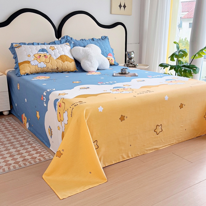 91家纺网 家纺一手货源 找家纺 情煊家纺 2024新款全棉斜纹直角床单系列-印花款 甜星