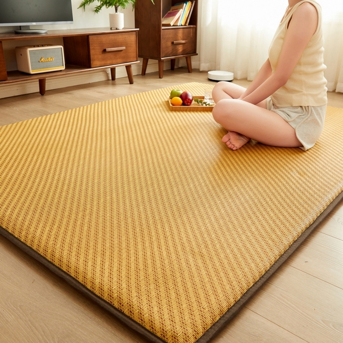 91家纺网 家纺一手货源 找家纺 祁恋婷家居 2024新款日式榻榻米冰藤午睡垫-小床 编织藤-棕色