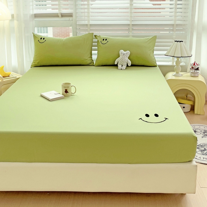 91家纺网 家纺一手货源 找家纺 梦家居 2024新款全棉水洗棉刺绣单床笠 6 果绿