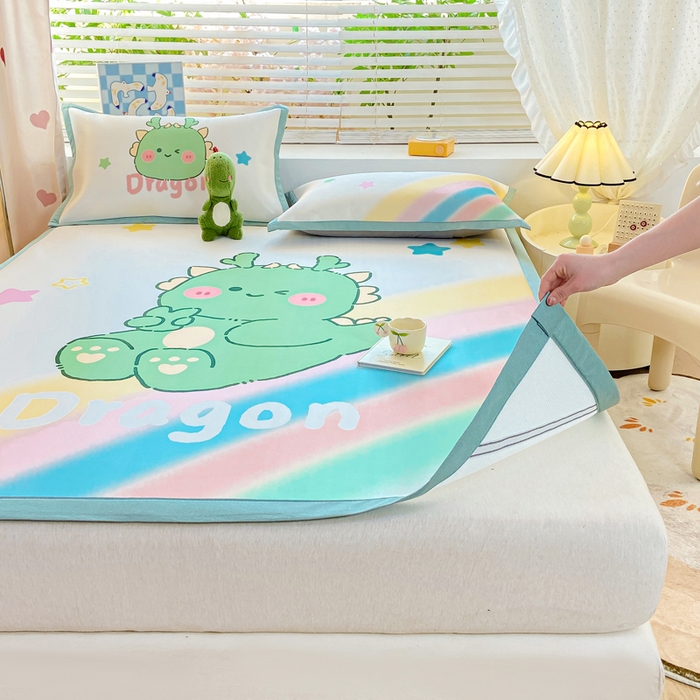 91家纺网 家纺一手货源 找家纺 博雅 2024新款1200D大版牛奶冰丝席 彩虹龙