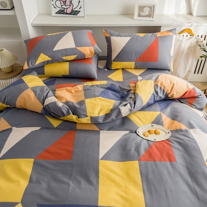 91家纺网 家纺一手货源 找家纺 金泰莱 2025新款全棉四件套纯棉四件套斜纹印花四件套 多面体