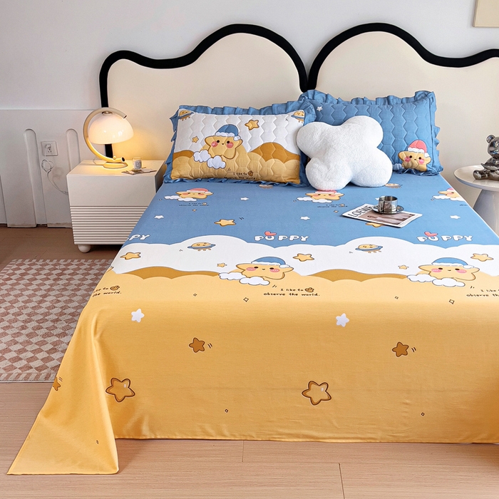 91家纺网 家纺一手货源 找家纺 情煊家纺 2024新款全棉斜纹直角床单系列-印花款 甜星