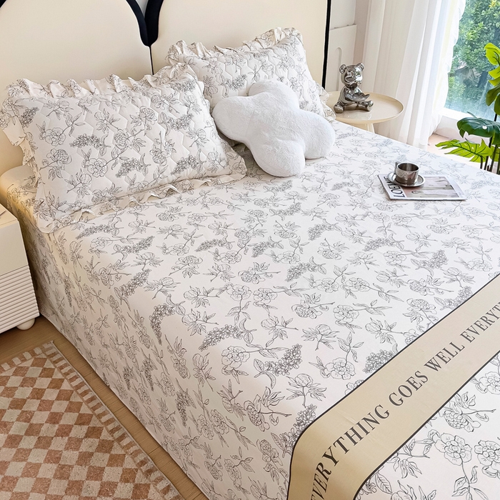 91家纺网 家纺一手货源 找家纺 情煊家纺 2024新款全棉斜纹直角床单系列-印花款 邂逅花语