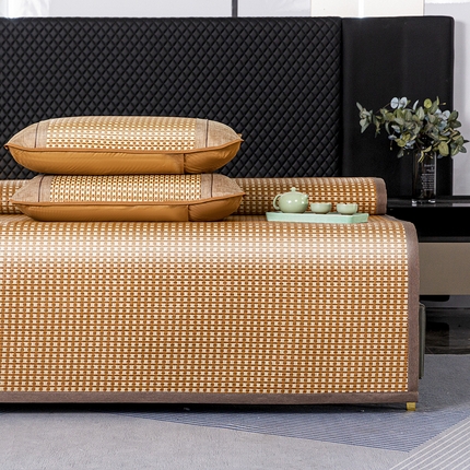 91家纺网 家纺一手货源 找家纺 丹兰 2025新款凉感丝冰藤席双面夏季竹席两用冰丝软席折叠宿舍双人草席子 白玉双面藤席