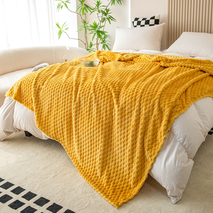 91家纺网 家纺一手货源 找家纺 卡琪曼 2025新款高克重金龟绒牛奶绒毛毯毯子 柠檬黄