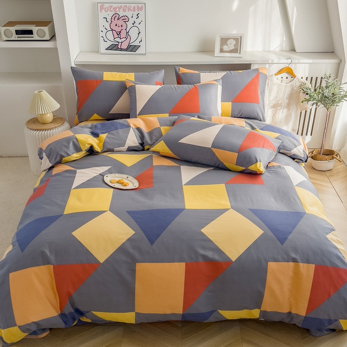 91家纺网 家纺一手货源 找家纺 金泰莱 2025新款全棉四件套纯棉四件套斜纹印花四件套 多面体