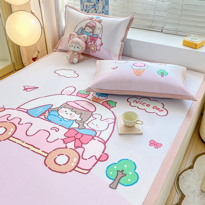 91家纺网 家纺一手货源 找家纺 博雅 2024新款1200D大版牛奶冰丝席 小女孩