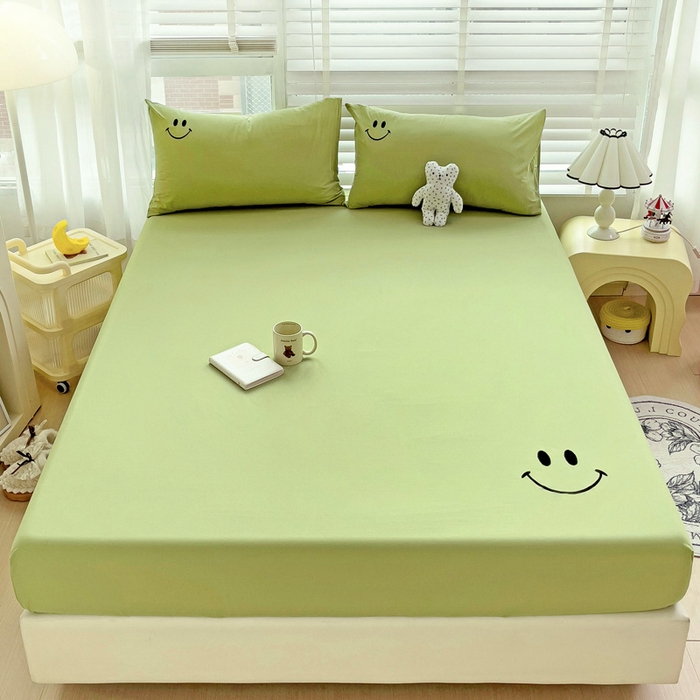 91家纺网 家纺一手货源 找家纺 梦家居 2024新款全棉水洗棉刺绣单床笠 6 果绿