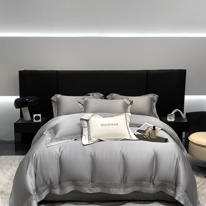 91家纺网 家纺一手货源 找家纺 若未家居 LOVEWE HOUSE 2025新款进口天丝意式镂空工艺高端套件--威尔士 威尔士 银灰