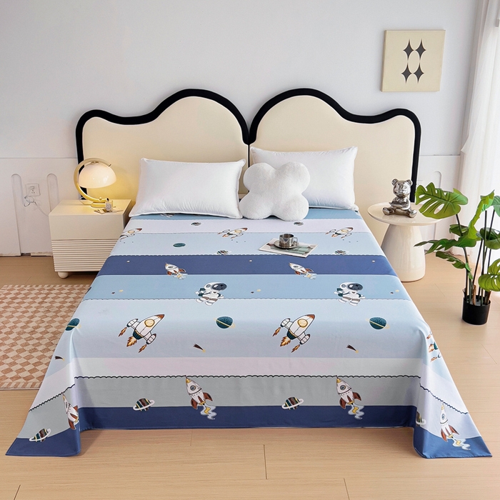 91家纺网 家纺一手货源 找家纺 情煊家纺 2024新款全棉斜纹直角床单系列-印花款 宇航员