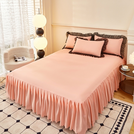 91家纺网 家纺一手货源 找家纺 （总）莉莉安家纺 2025新款亲肤磨毛木耳花边床裙款单床裙-爱丽丝