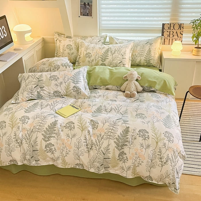 91家纺网 家纺一手货源 找家纺 红馆 2025年全棉12868印花系列四件套清颜