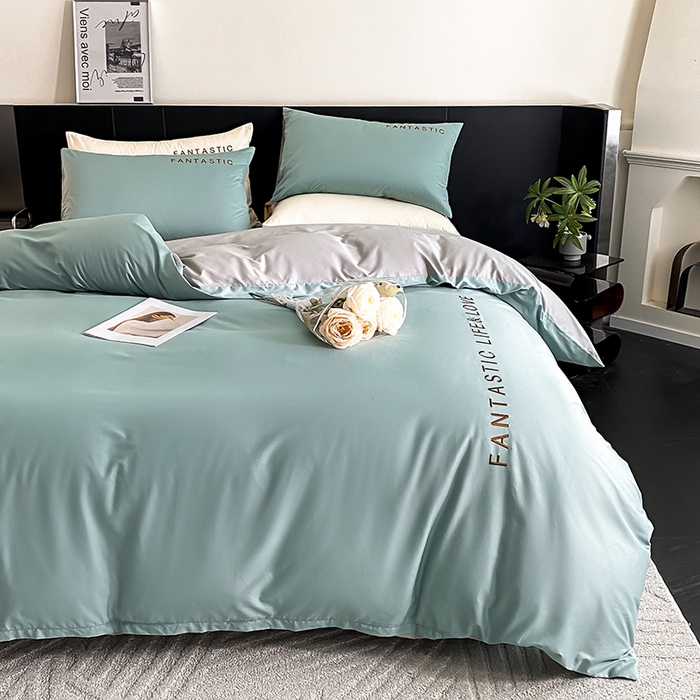 91家纺网 家纺一手货源 找家纺 澳梵家居 2024新款60s全棉刺绣四件套--罗曼克系列 罗曼克-烟波绿