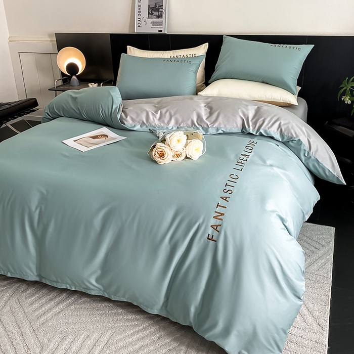 91家纺网 家纺一手货源 找家纺 澳梵家居 2024新款60s全棉刺绣四件套--罗曼克系列 罗曼克-烟波绿