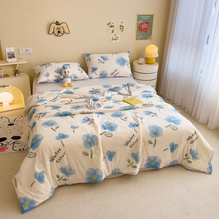 91家纺网 家纺一手货源 找家纺 米菲 2024新款A类凉感丝印花夏被夏凉被被芯 温情花语