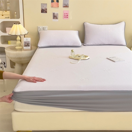 91家纺网 家纺一手货源 找家纺 （总）2025新款丝幔家纺冰豆豆提花床笠三件套