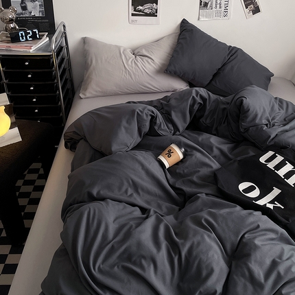 91家纺网 家纺一手货源 找家纺 （总）思诺羽床笠 2025新款高克重水洗棉纯色混搭四件套系列