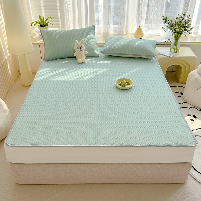 91家纺网 家纺一手货源 找家纺 伊人坊 2024新款A类凉感丝乳胶凉席三件套 薄荷绿