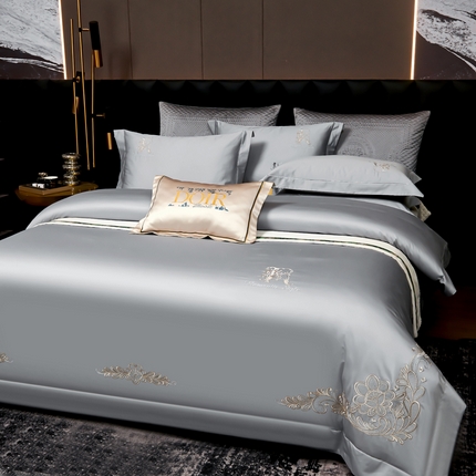 91家纺网 家纺一手货源 找家纺 （总）U品汇2024新款120支60s双股贡缎长绒棉重工刺绣花纯棉全棉四件套