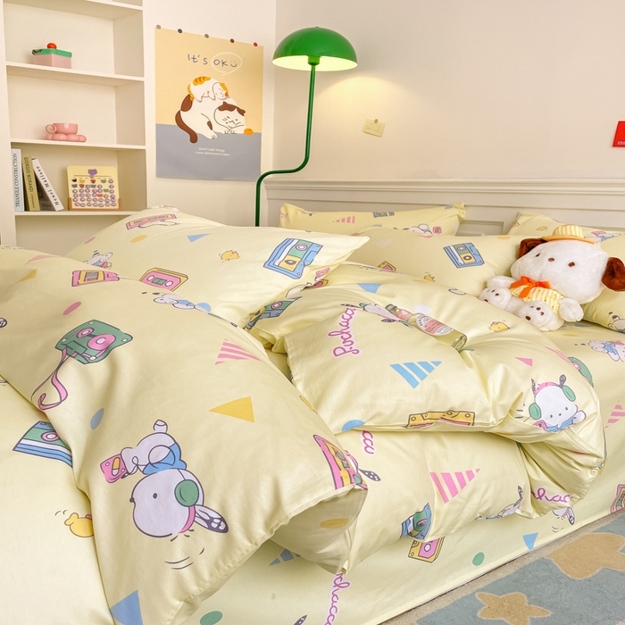 91家纺网 家纺一手货源 找家纺 博雅 2024新款全棉三丽鸥卡通四件套-AA版帕恰狗 休闲帕恰狗