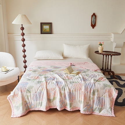 91家纺网 家纺一手货源 找家纺 （总）鑫顺欣 2025新款A类凉感冰丝豆豆印花夏被夏凉被空调被被子被芯直播