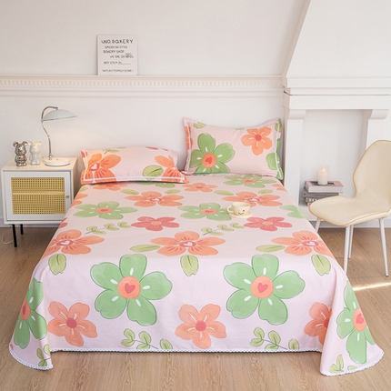 金泰莱 2025新款花边款老粗布凉席老粗布床单软凉席全棉床单纯棉床单 花恋曲