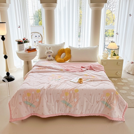 91家纺网 家纺一手货源 找家纺 （总）鑫顺欣 2025新款A类凉感冰丝豆豆印花夏被夏凉被空调被被子被芯直播