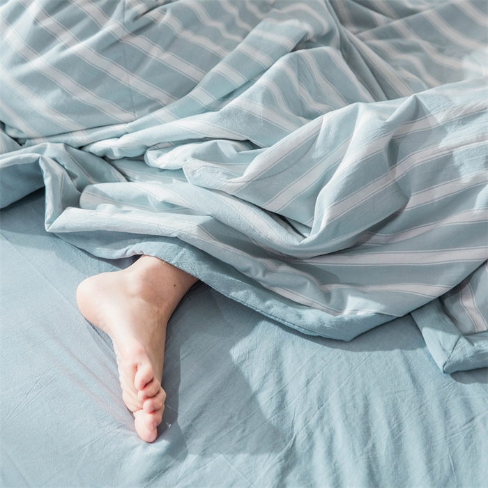 91家纺网 家纺一手货源 找家纺 北欧良品 水洗棉夏被四件套水洗棉空调被夏凉被无印良品-兰粗条