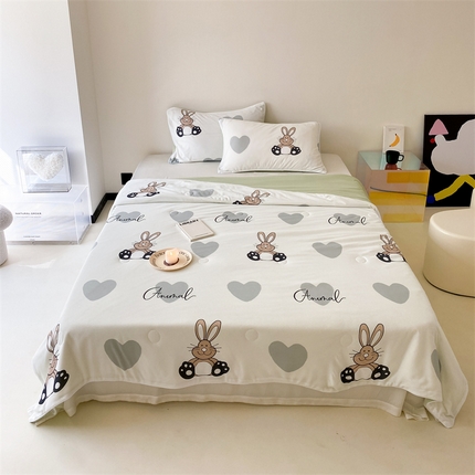 91家纺网 家纺一手货源 找家纺 （总）头等舱 2024新款云感针织A类提花华夫格印花大豆抗菌夏被