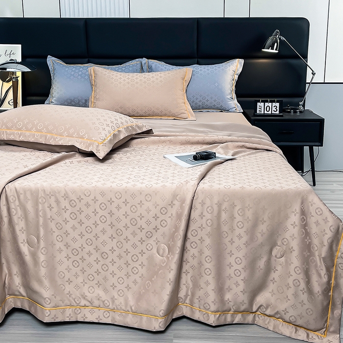 91家纺网 家纺一手货源 找家纺 丽卡家纺 2024新款水洗天丝夏被四件套-艾诺维 艾维-香槟