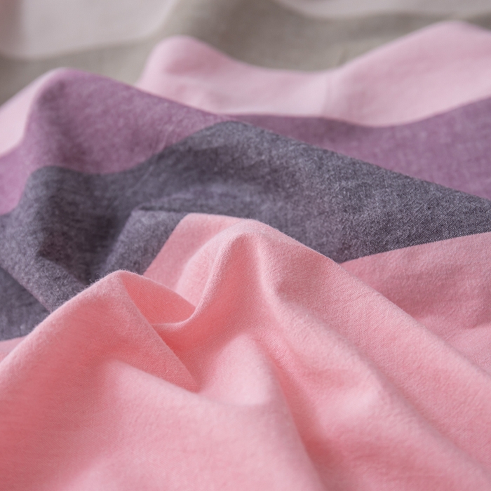 91家纺网 家纺一手货源 找家纺 喜四方 2024新款色织全棉水洗棉四件套贝加莫-粉