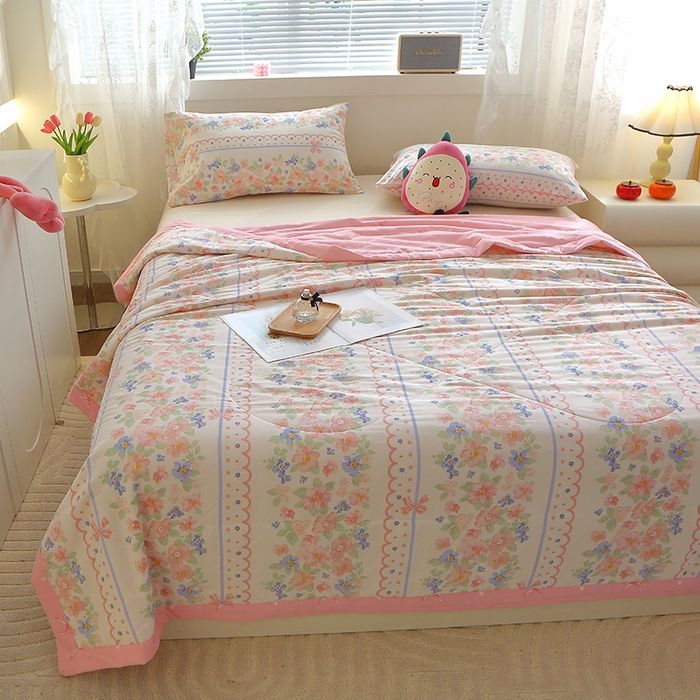 91家纺网 家纺一手货源 找家纺 金柚子2024新款全棉印花夏凉被 繁花