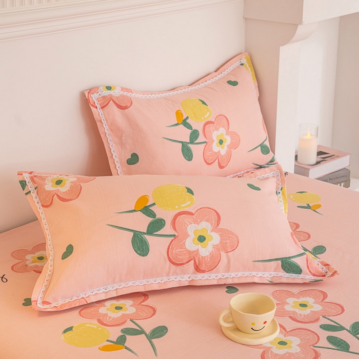 91家纺网 家纺一手货源 找家纺 金泰莱 2025新款花边款老粗布凉席老粗布床单软凉席全棉床单纯棉床单 花香情意