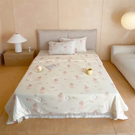 91家纺网 家纺一手货源 找家纺 （总）头等舱 2024新款针织棉凉感氨纶A类印花大豆抗菌夏被