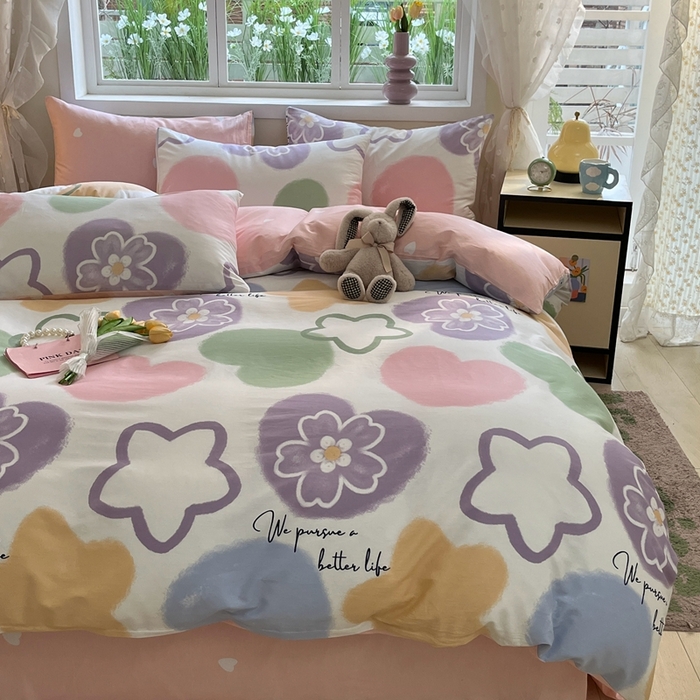 91家纺网 家纺一手货源 找家纺 红馆 2025年全棉12868印花系列四件套玛卡龙