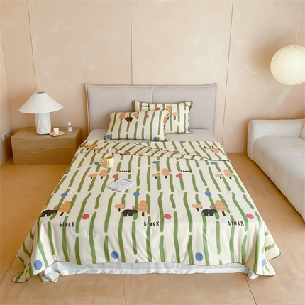 91家纺网 家纺一手货源 找家纺 （总）头等舱 2024新款针织棉凉感氨纶A类印花大豆抗菌夏被