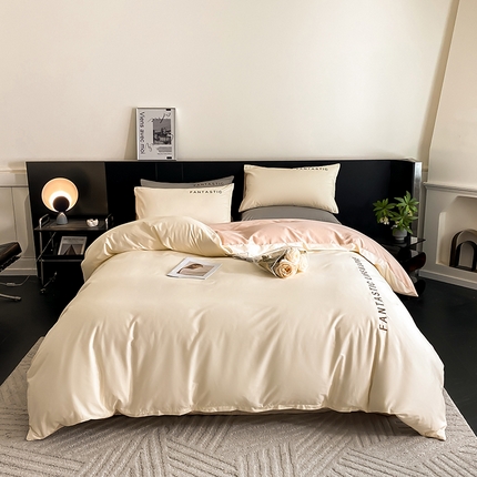 澳梵家居 2024新款60s全棉刺绣四件套--罗曼克系列 罗曼克-奶白粉