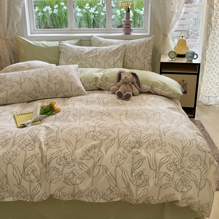 91家纺网 家纺一手货源 找家纺 红馆 2025年全棉12868印花系列四件套安夏