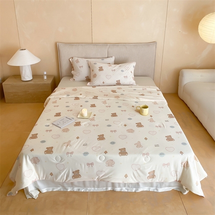 91家纺网 家纺一手货源 找家纺 （总）头等舱 2024新款针织棉凉感氨纶A类印花大豆抗菌夏被