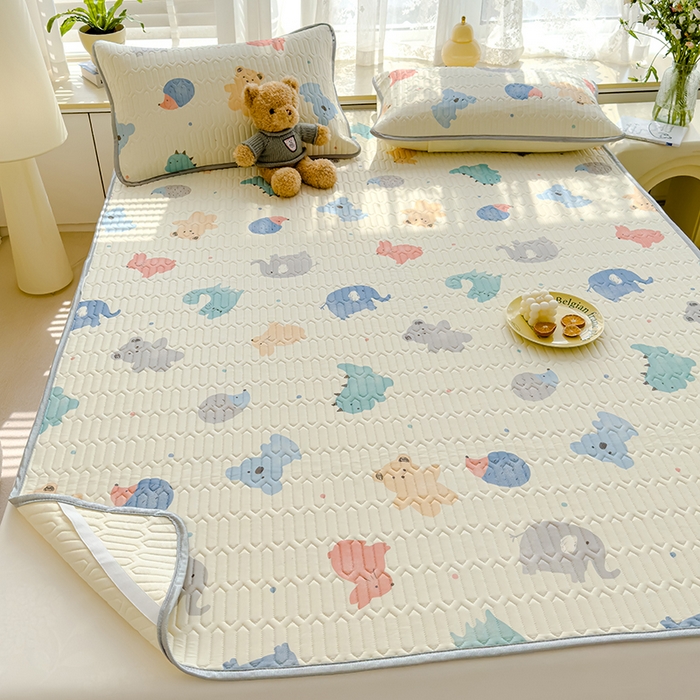 91家纺网 家纺一手货源 找家纺 伊人坊 2024新款A类凉感丝乳胶凉席三件套 动物园