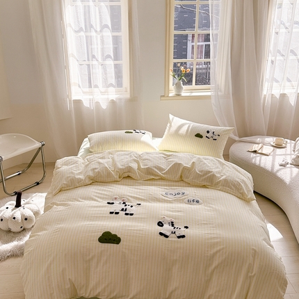 洋铭区（原狠狠爱） 2024新款色织水洗棉毛巾绣四件套 小斑马