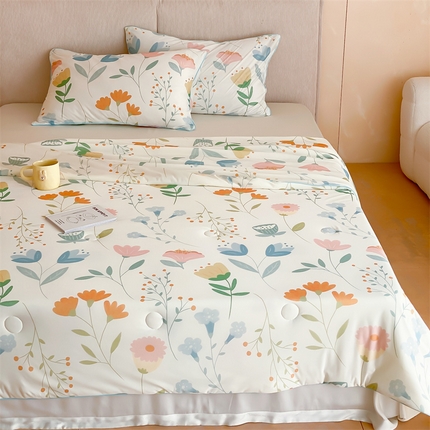 91家纺网 家纺一手货源 找家纺 （总）头等舱 2024新款针织棉凉感氨纶A类印花大豆抗菌夏被